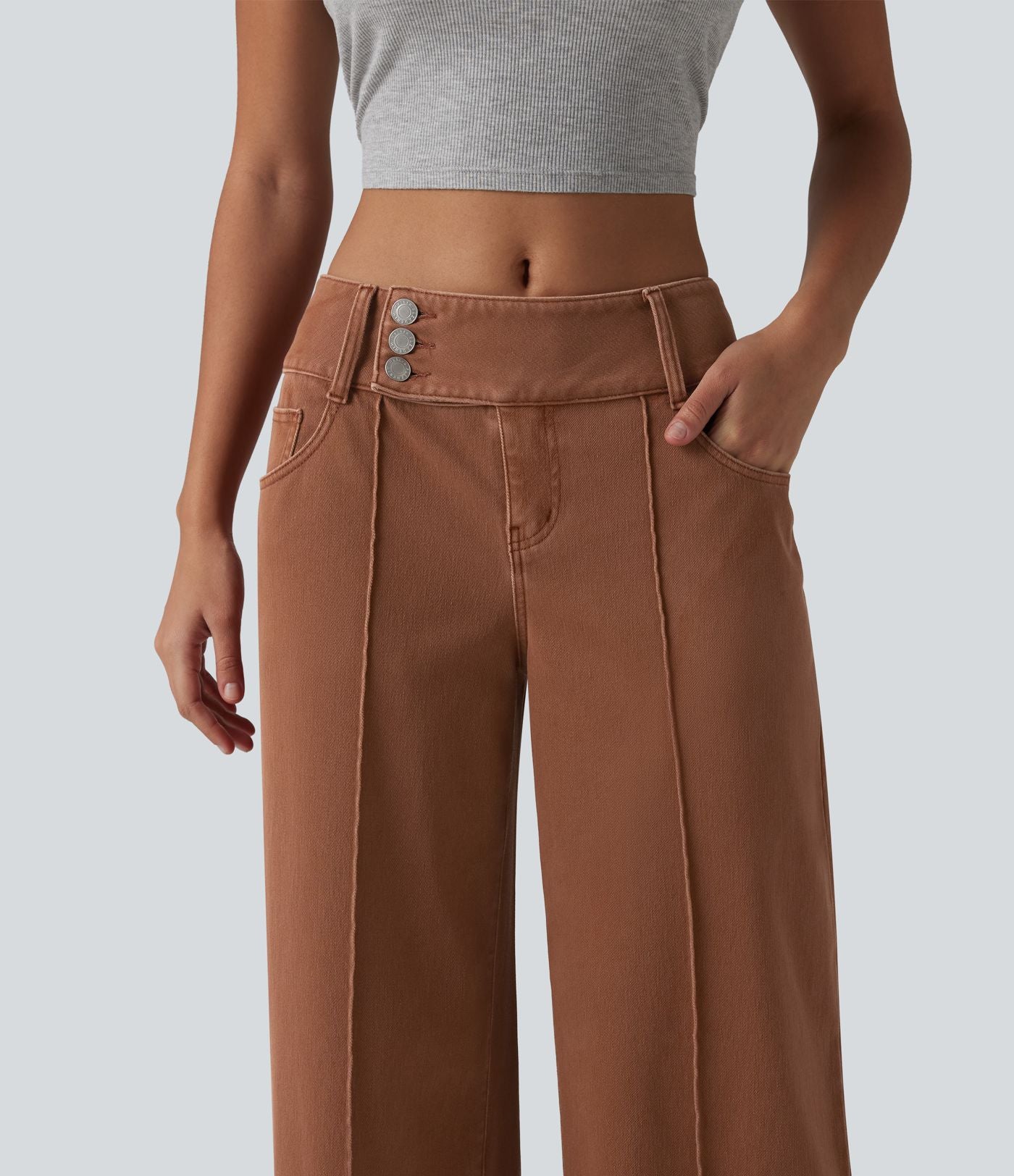 Halara Flex™ Jean droit coloré taille basse avec poches