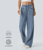 Jean Halara Flex™ taille haute large à cordon de serrage en maille extensible effet frais InstantCool avec poches