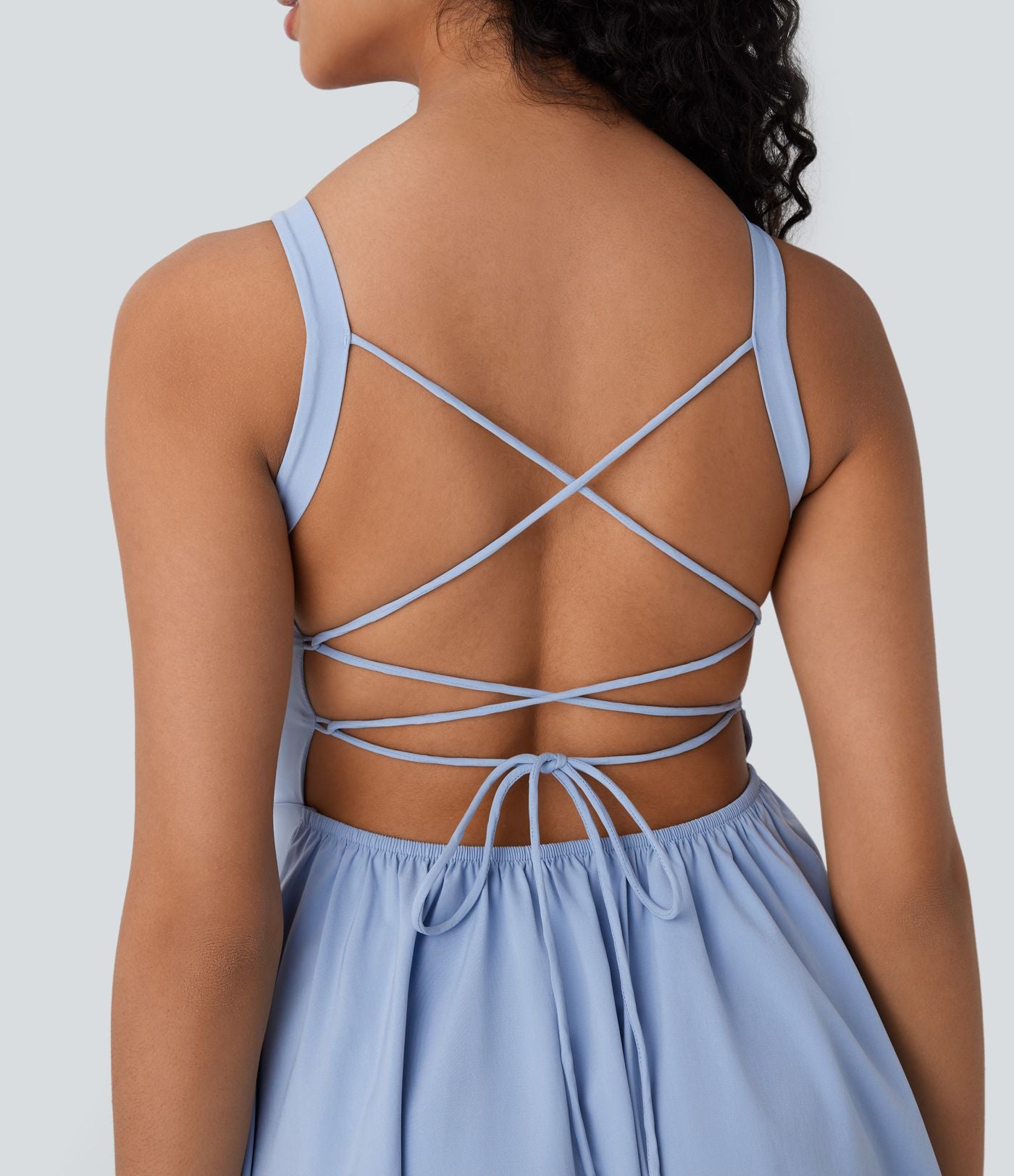 Robe ultra-courte de plage Breezeful™ dos nu avec lacets croisés et détails corset, séchage rapide