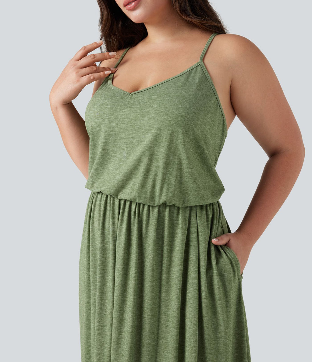 Robe longue fluide grande taille avec poches