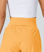 Short 7,5cm Yoga 2 en 1 Super Taille Haute Poches Arrière Poches Cachées Latérales