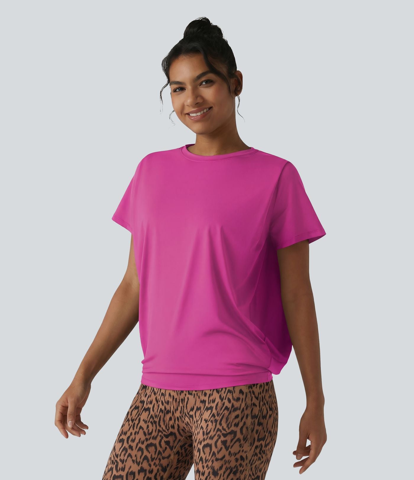 Haut de sport col rond manches courtes effet frais InstantCool avec fronces, protection solaire UPF50+