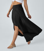 Jupe Longue Casual Breezeful™ Taille Haute à Volants 2en1 Fluide Sèchement Rapide Quotidien Maxi