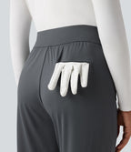 Pantalon de golf taille haute à coupe droite avec poches - Tee de golf