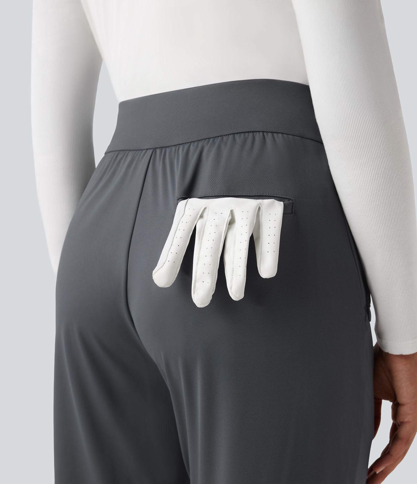 Pantalon de golf taille haute à coupe droite avec poches - Tee de golf