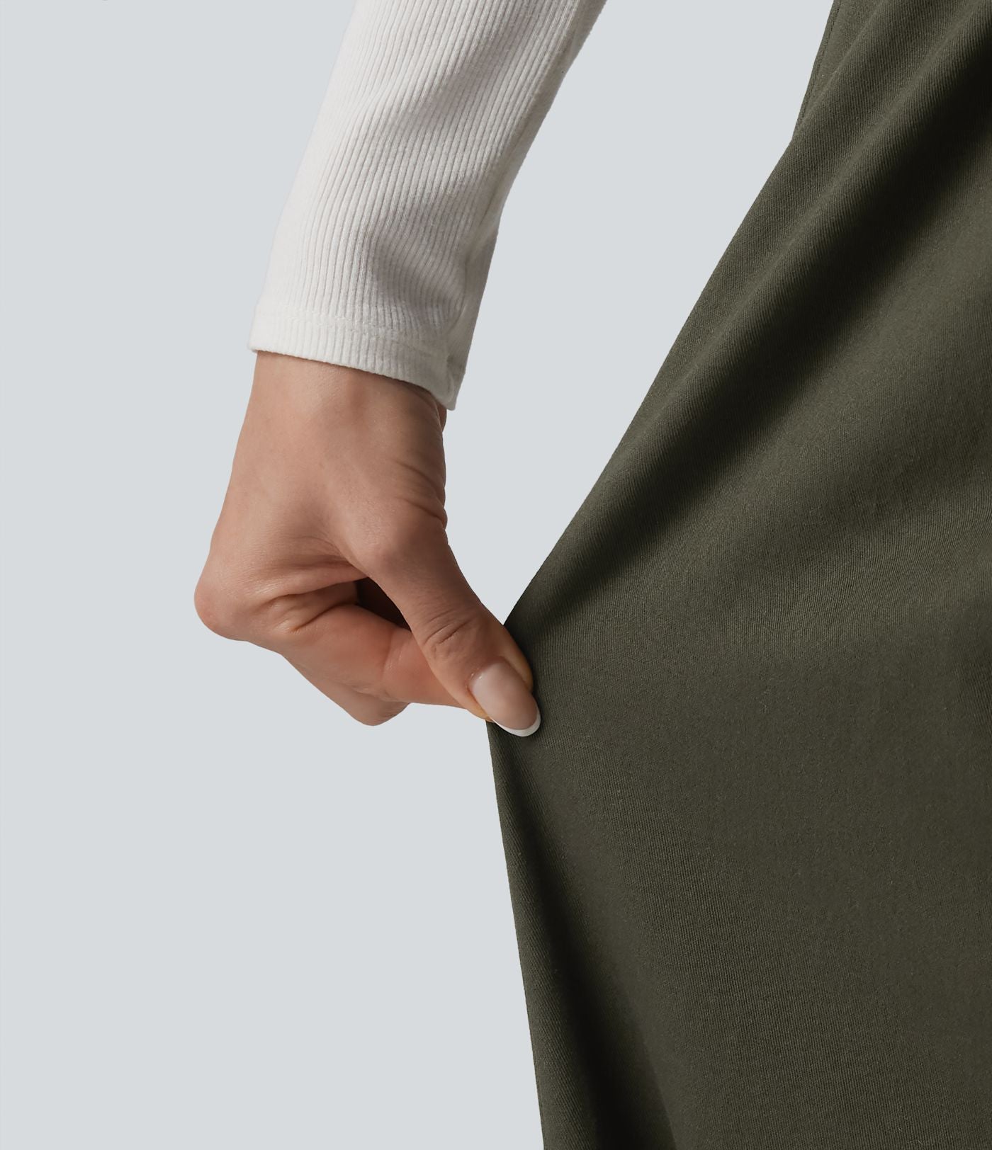 Pantalon chino de travail ample taille haute en coton avec poches