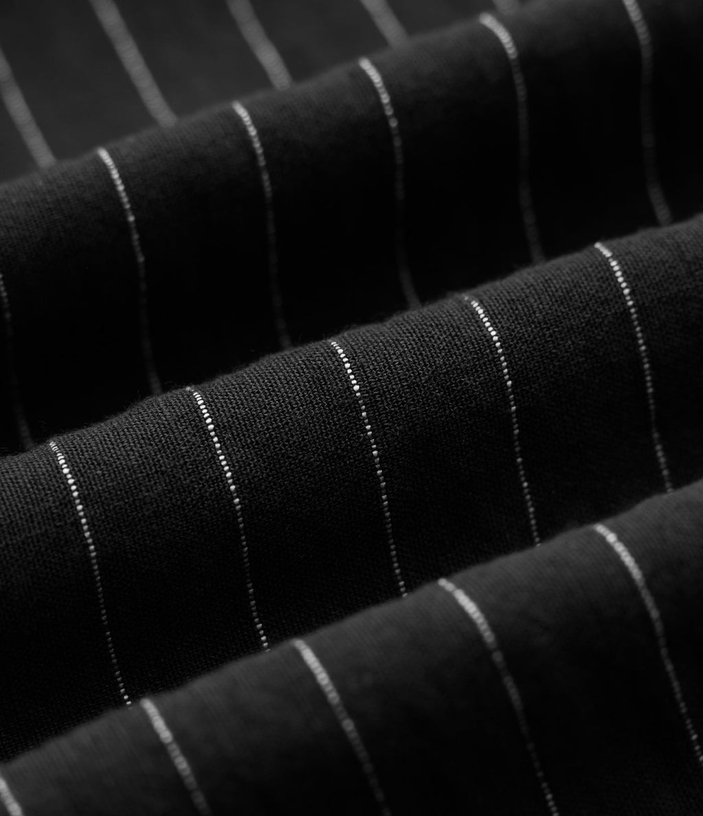Pantalon bureau taille haute rayé, coupe ample avec poches