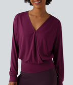 Blouse de travail col V croisée manches longues