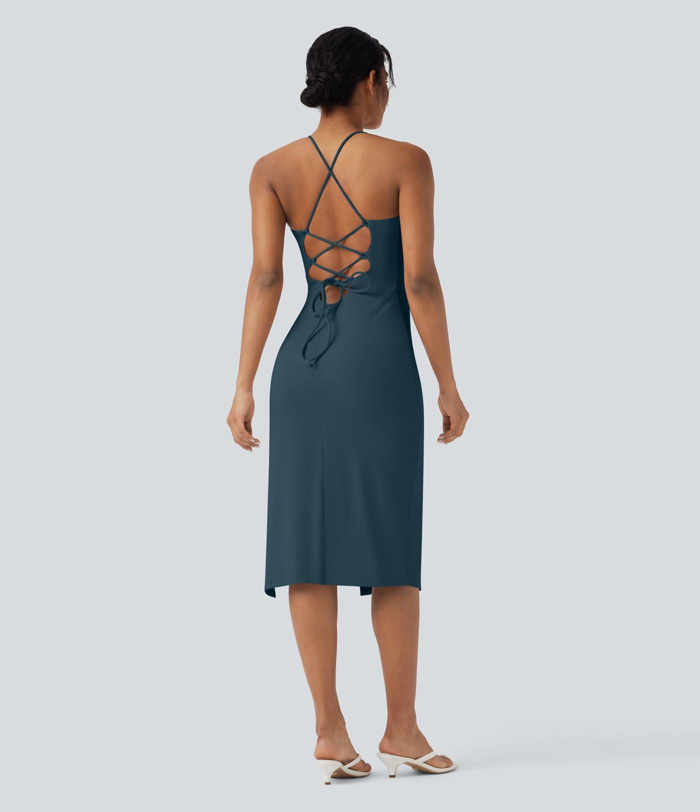 Robe moulante SoftlyZero™ Airy croisée froncée laçage effet frais InstantCool, bonnets E-G, protection solaire UPF50+