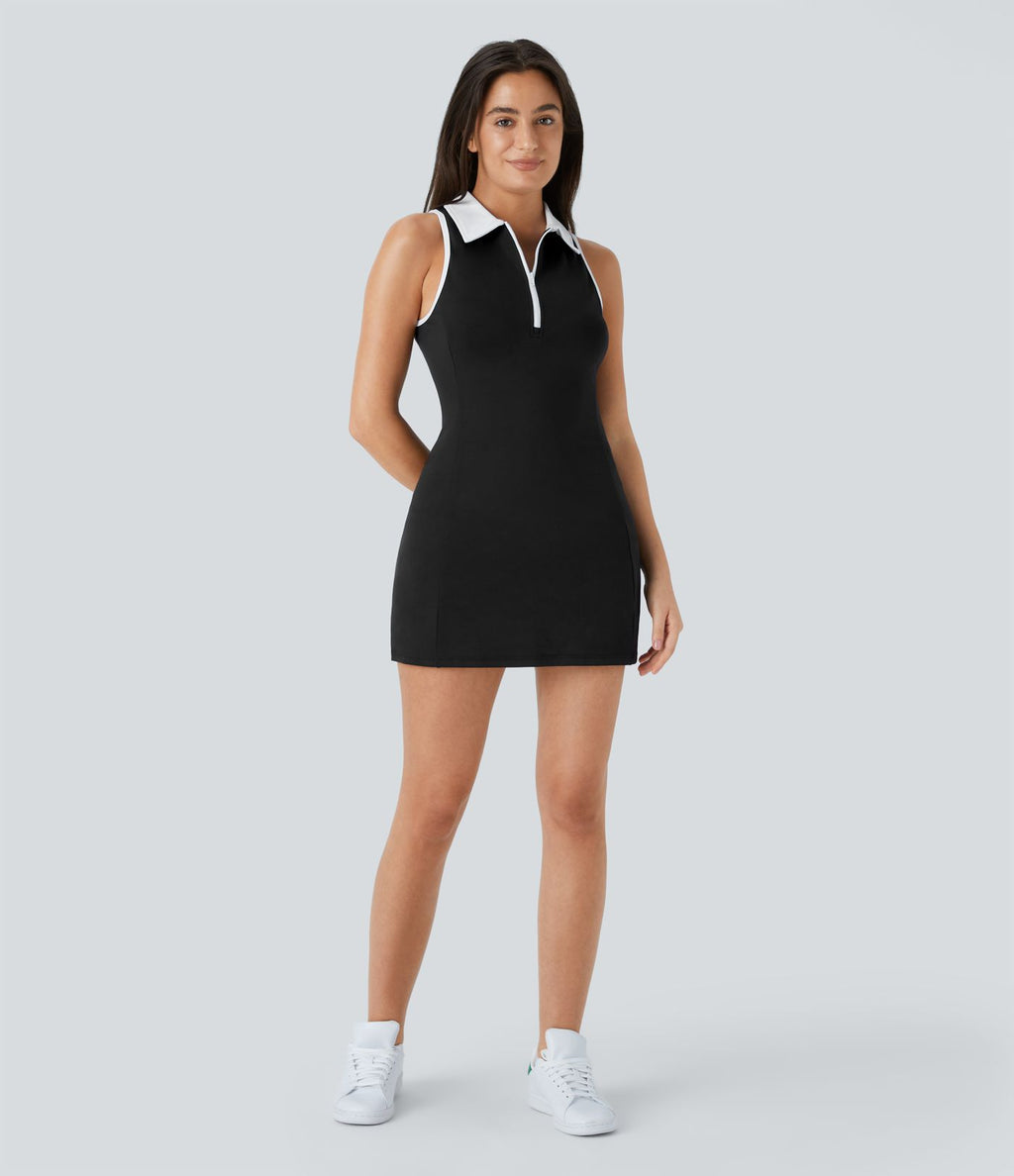 Robe active golf mini 2 pièces col color block zippée sans manches DayStretch avec poches - Poche pour tees de golf