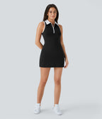 Robe active golf mini 2 pièces col color block zippée sans manches DayStretch avec poches - Poche pour tees de golf