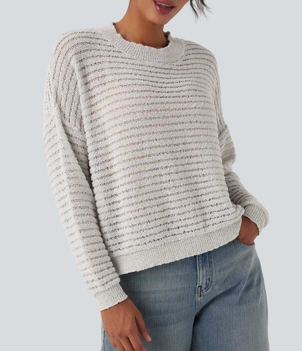Pull décontracté col rond épaules tombantes coupe décontractée