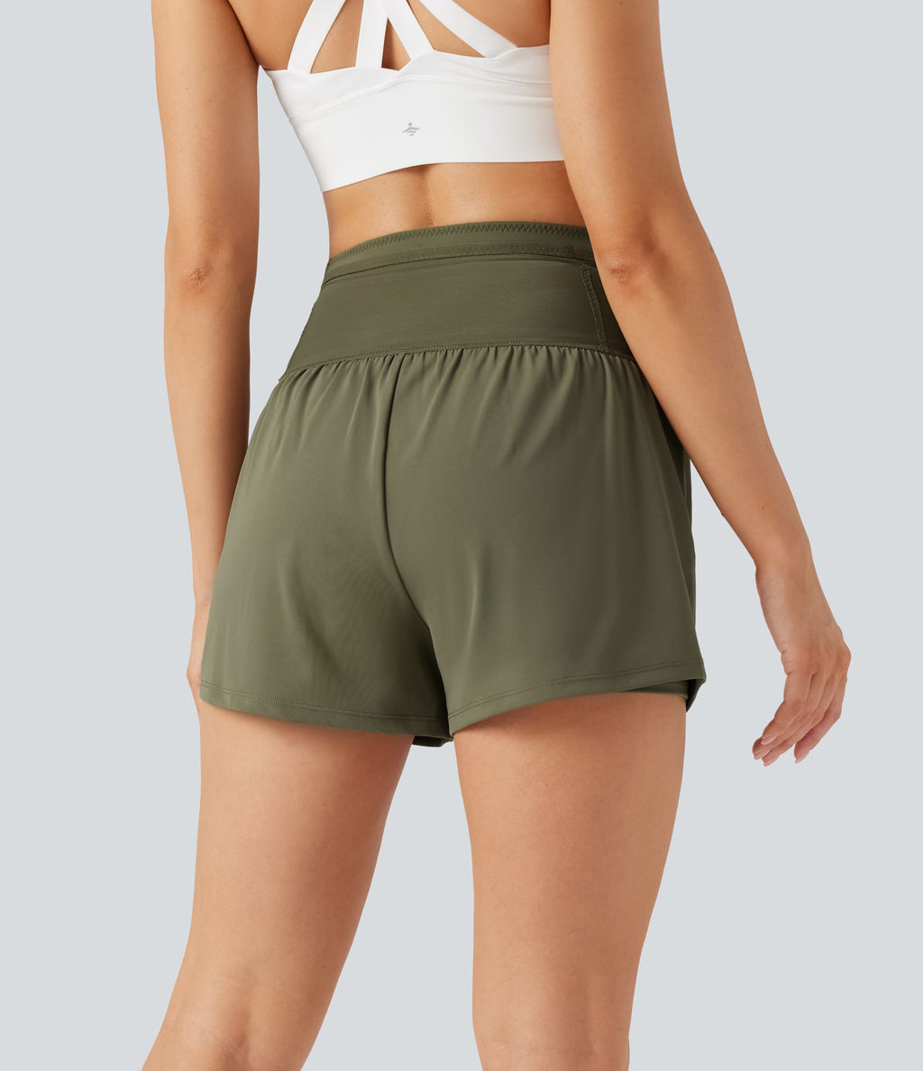 Short de course SpeedWave™ taille haute mesh contrastant 2-en-1 séchage rapide avec multiples poches