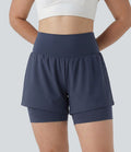 Short de yoga 2-en-1 grande taille à taille très haute en SoftlyZero™ Airy à effet frais InstantCool 17,5 cm avec poches