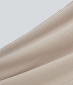 Pantalon décontracté taille haute à cordon de serrage, effet lin, avec poches