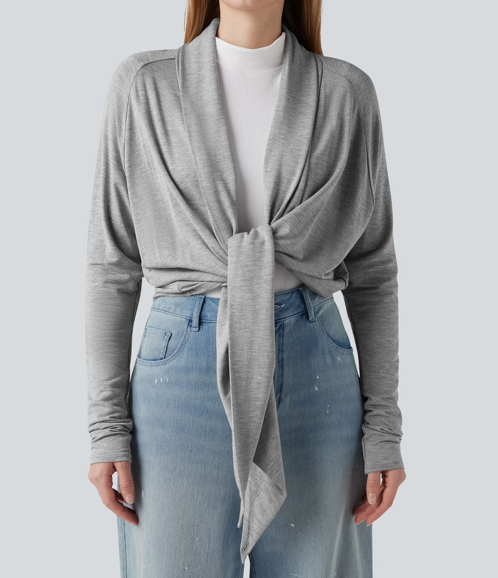 Haut cache-cœur manches raglan longues