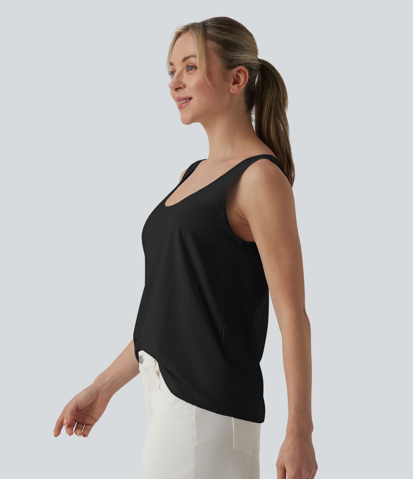 Débardeur casual col U en coton - Réversible devant et dos