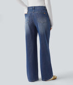 Halara Flex™ Jean coupe droite décontracté taille mi-haute avec poches