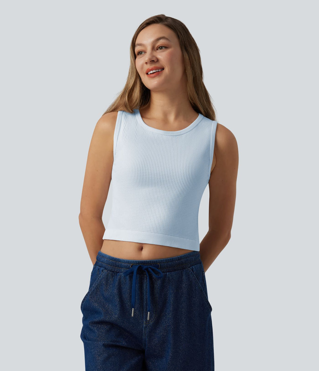 Débardeur court sans coutures en tissu gaufré OneForm Seamless Flow