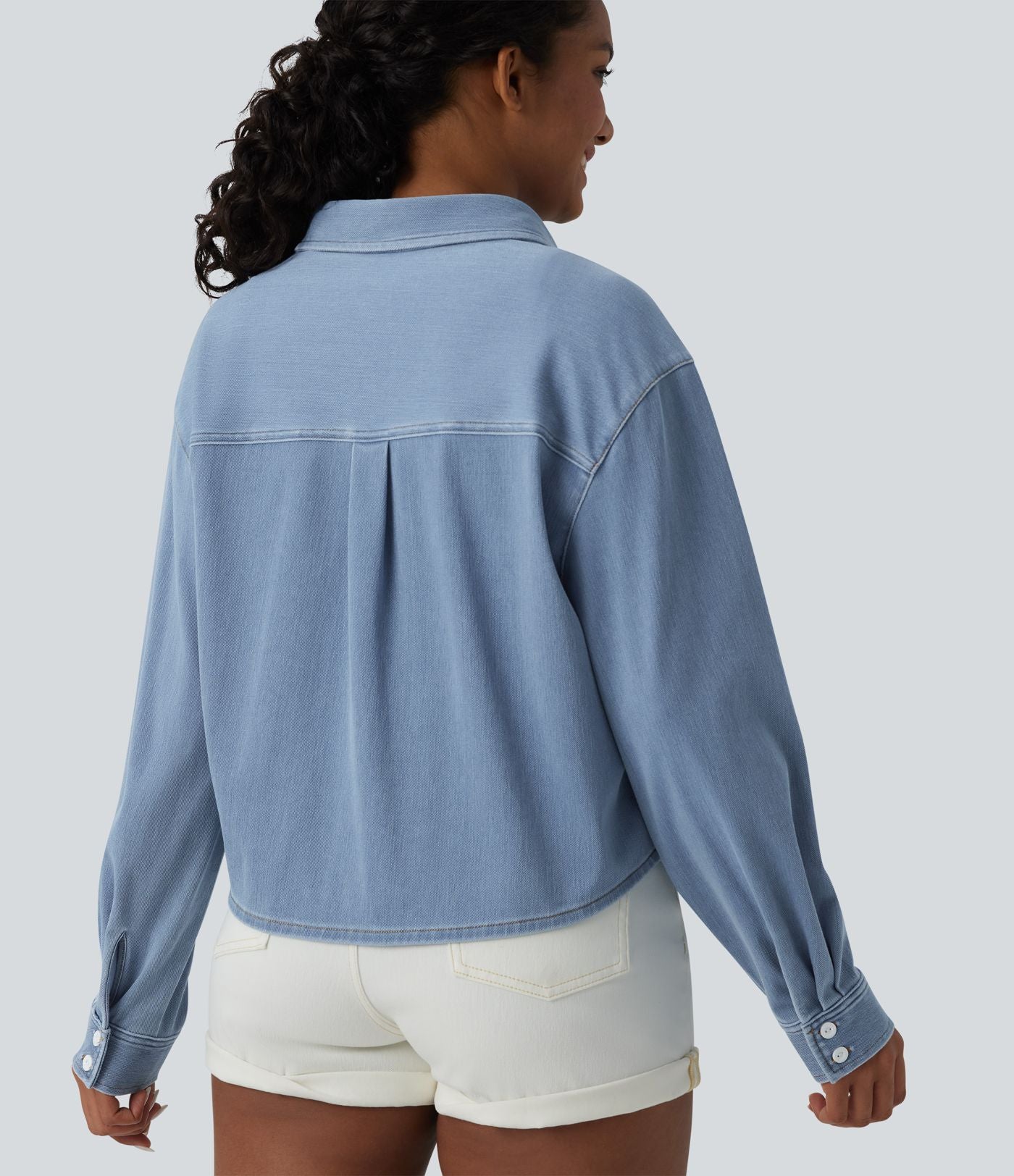 Halara Flex™ Chemise en denim col classique manches longues avec poche