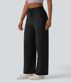 Pantalon ample décontracté SoftlyZero™ Airy taille haute avec cordon de serrage côtes contrastantes effet frais InstantCool et poches, protection solaire UPF50+