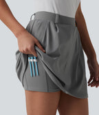 Jupe de golf 2-en-1 évasée taille mi-haute avec poches tees — Poches spéciales golf