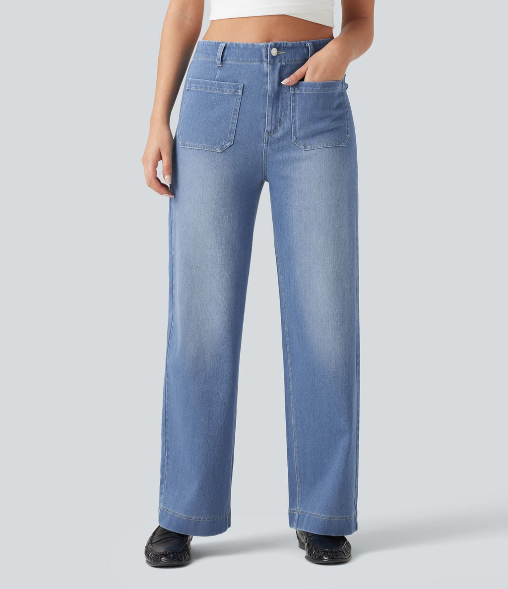 Jean décontracté taille haute à jambes droites Halara Flex™ avec poches
