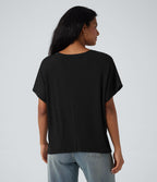 T-shirt col rond manches chauve-souris coupe décontractée