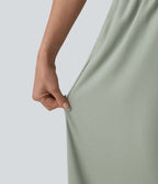 Pantalon large taille haute avec cordon de serrage et poches