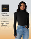 Top réchauffant col roulé manches longues avec trous pouces