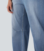Jean Barrel Halara Flex™ taille mi-haute coupe tonneau effet délavé avec poches