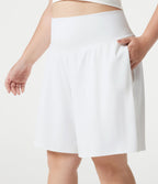 Bermuda de yoga grande taille SoftlyZero™ Airy taille haute effet frais InstantCool avec poches