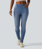 Jean skinny 7/8 casual Halara Flex™ Curvy taille mi-haute avec poches