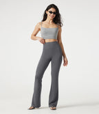Pantalon bootcut décontracté, taille haute, à poches