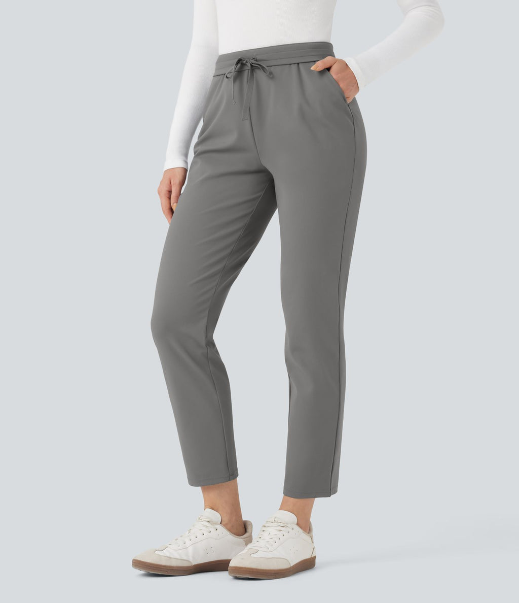 Pantalon de travail ajusté 7/8 repliable taille haute avec cordon de serrage Halara Flex™ DayStretch avec poches