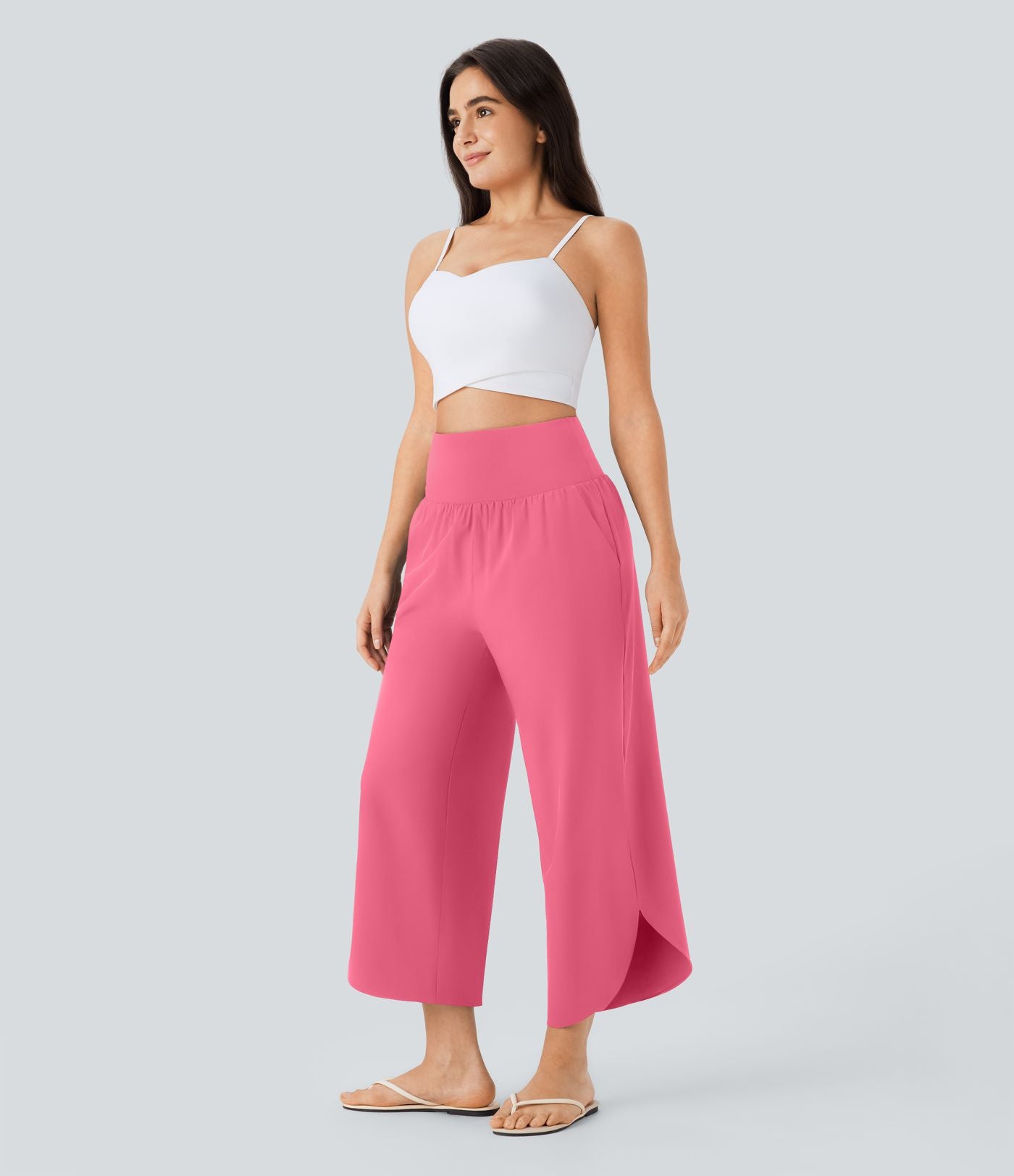 Pantalon fluide resort Breezeful™ à séchage rapide, coupe fendue et effet ventre plat