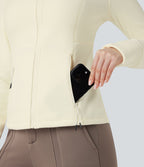 Veste randonnée col cheminée manches longues avec trous pour pouces et poches