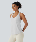 Débardeur yoga dos nu col U avec bretelles croisées, ourlet arrondi et effet frais InstantCool, protection solaire UPF50+