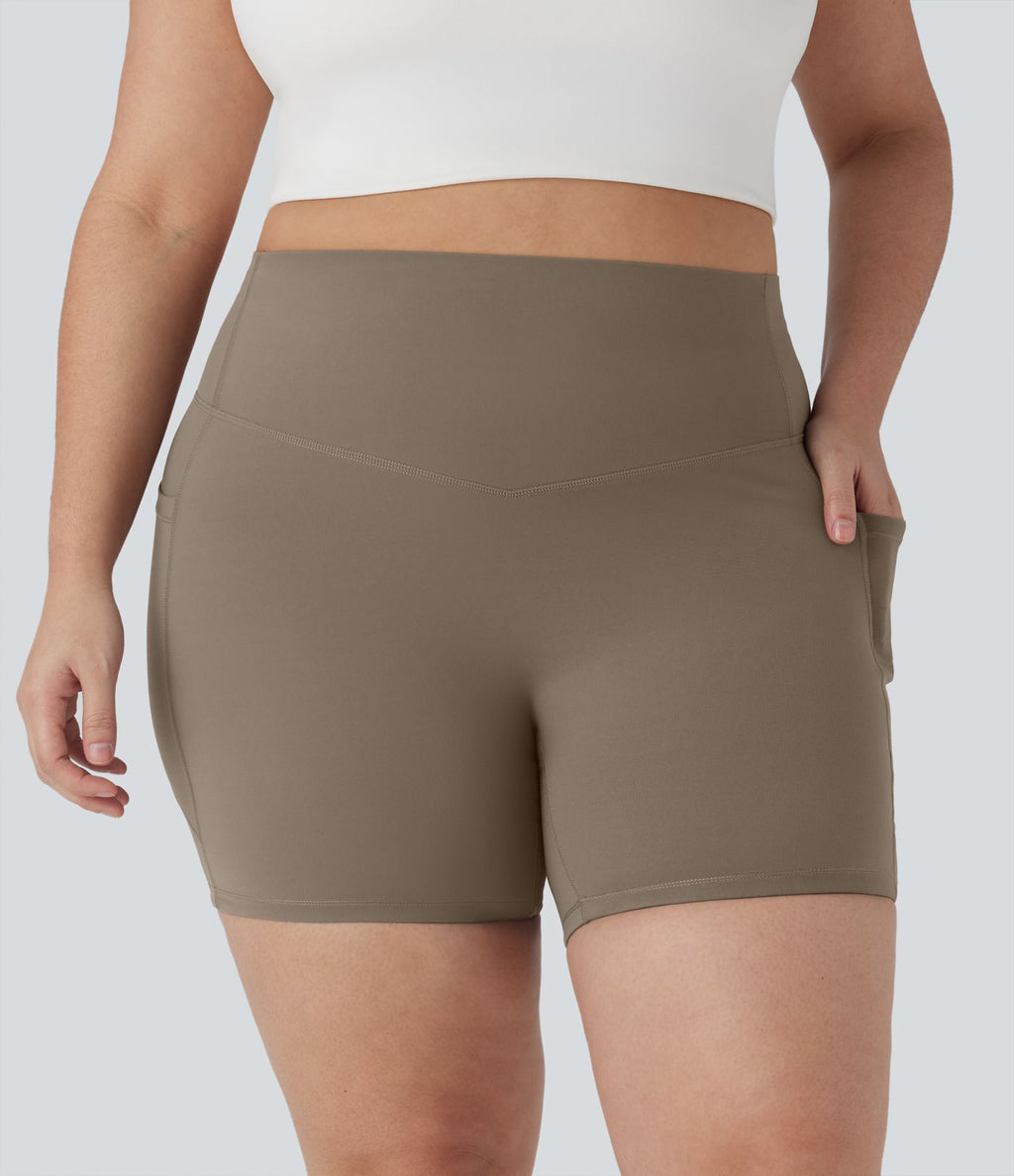 Short cycliste 12,5 cm d'entraînement gainant taille haute grande taille avec poches Halara UltraSculpt™