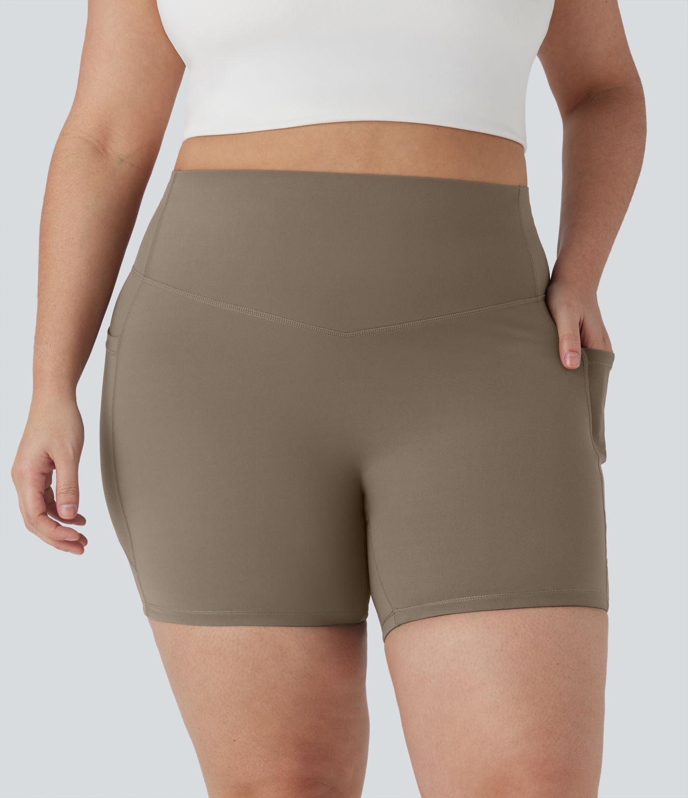 Short cycliste 12,5 cm d'entraînement gainant taille haute grande taille avec poches Halara UltraSculpt™