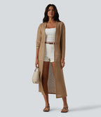 Manteau long casual crochet maille manches longues