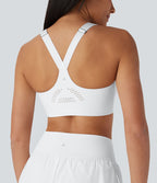 Brassière de sport running SpeedWave™ à maintien moyen, bonnets moulés, bretelles réglables, fermeture éclair et tissu perforé à séchage rapide