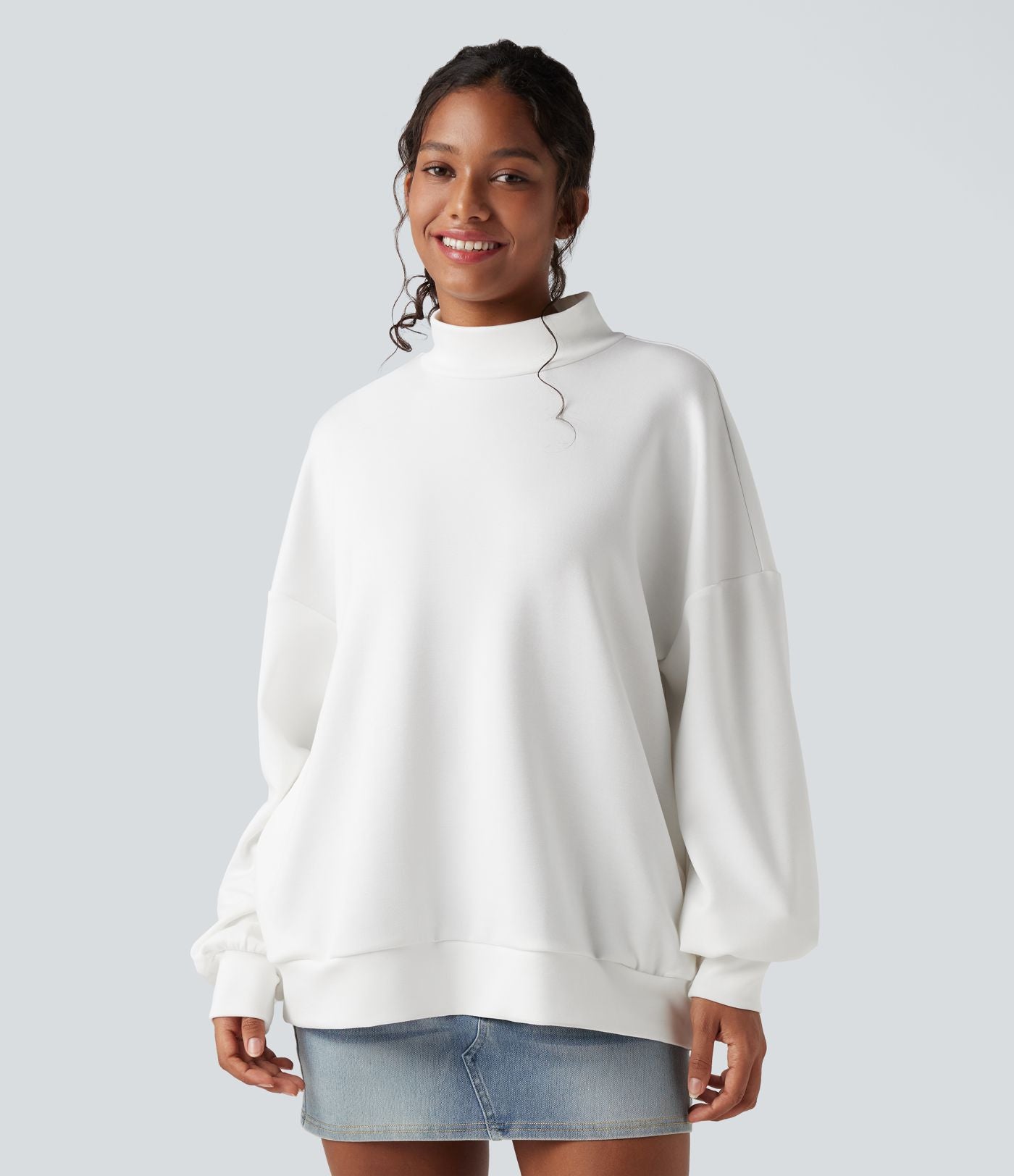 Sweatshirt casual col montant coupe décontractée avec poches
