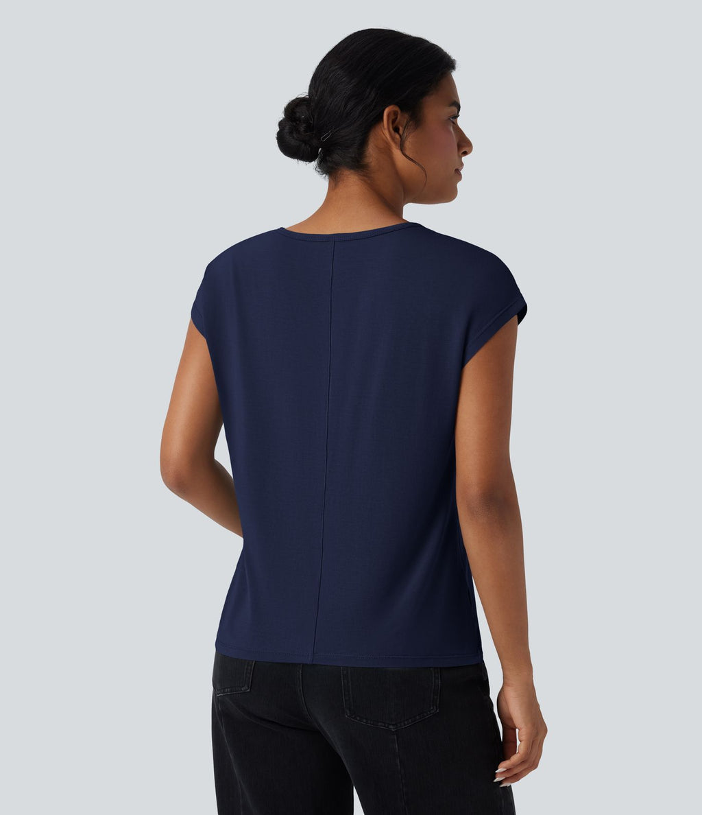 T-shirt casual col V manches courtes