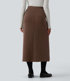 SpacerTek™ Jupe midi tailleur taille haute avec poches