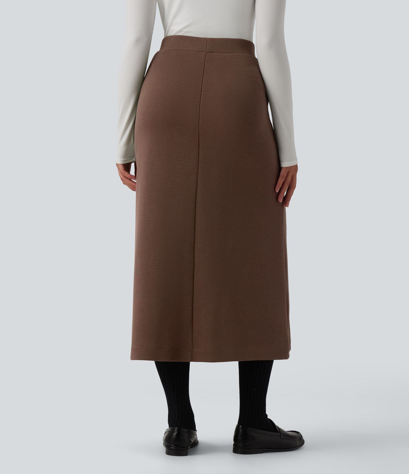 SpacerTek™ Jupe midi tailleur taille haute avec poches