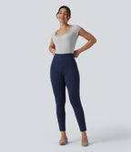 Pantalon bureau taille haute coupe skinny avec poches