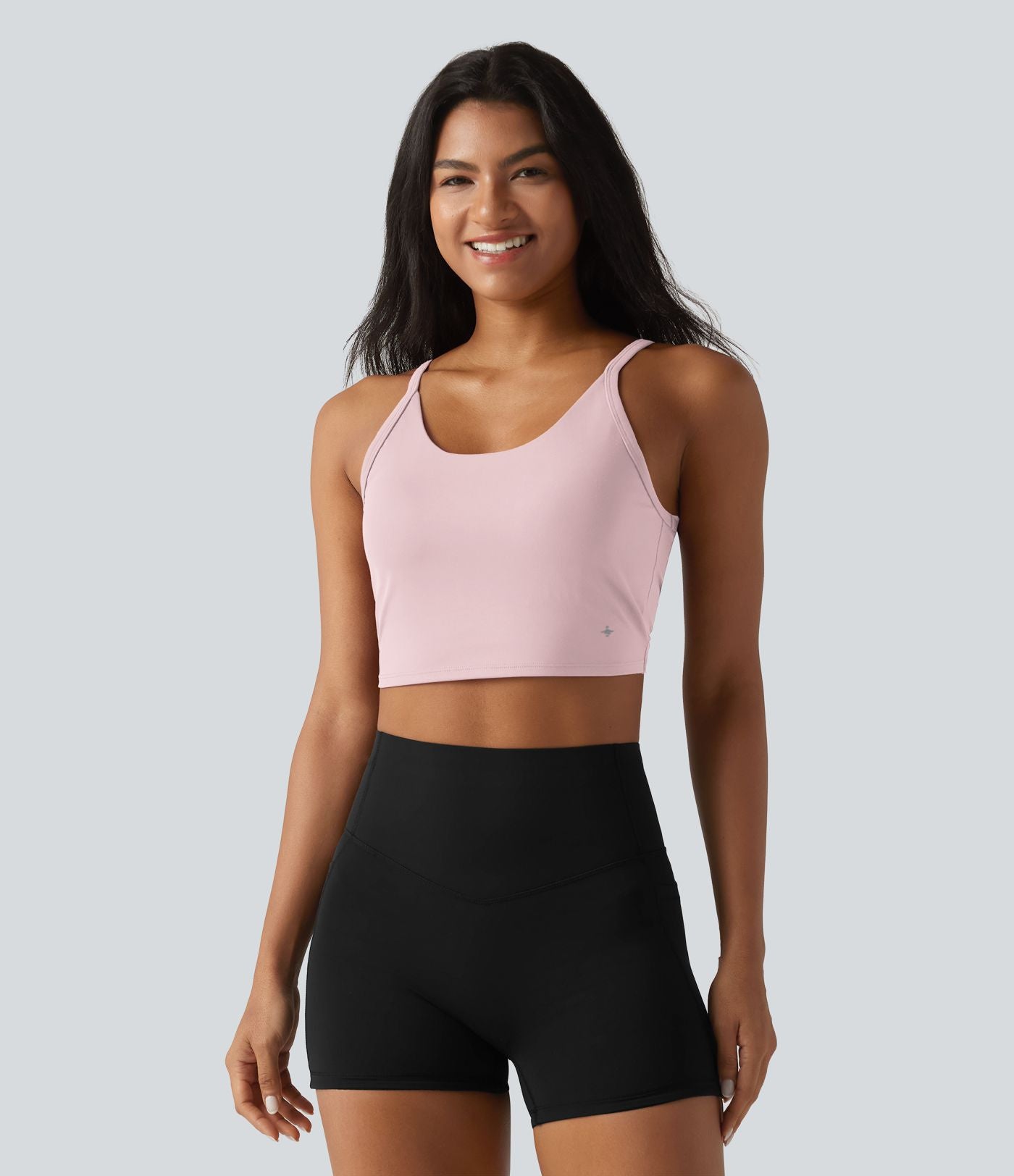 Débardeur de yoga SoftlyZero™ en peluche douce, dos torsadé découpé, col en U et soutien-gorge intégré