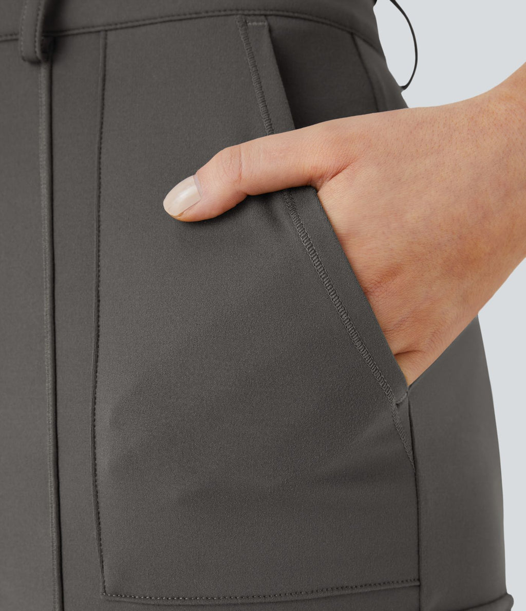 Pantalon cargo ajusté uni taille haute DayStretch avec poches zippées