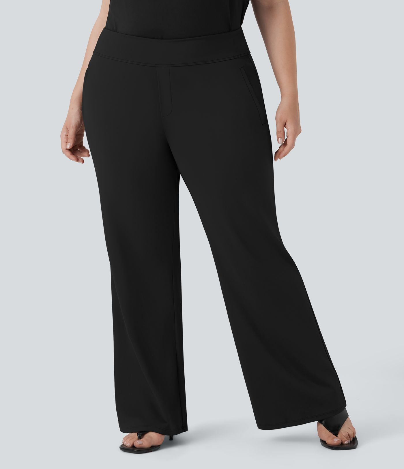 Pantalon tailleur évasé grande taille taille haute Halara Flex™ DayStretch avec poches zippées latérales